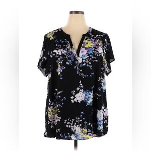 Torrid Women’s Plus Size Black Floral Print Henley Long Tunic Top 4X